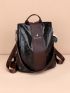 Metal Detail Textured Classic Backpack Pu Elegant