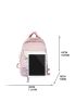 Letter Graphic Colorblock Classic Backpack Preppy For School With Cartoon Bag Charm