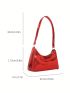 Crocodile Embossed Baguette Bag Neon Red