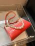 Ombre Baguette Bag Crocodile Embossed Pearl Decor