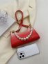 Ombre Baguette Bag Crocodile Embossed Pearl Decor