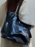 Chain Decor Shoulder Tote Bag Medium Black