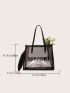 Clear Beach Bag Contrast Binding Letter Graphic With Inner Pouch