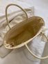 Oversized Straw Bag Twilly Scarf Decor Vacation