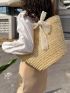 Oversized Straw Bag Twilly Scarf Decor Vacation