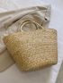 Oversized Straw Bag Twilly Scarf Decor Vacation