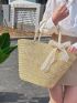 Oversized Straw Bag Twilly Scarf Decor Vacation