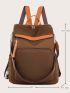 Tassel Decor Classic Backpack Brown Pocket Front