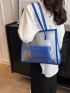 Contrast Binding Tote Bag With Inner Pouch PVC Letter Graphic, Clear Bag