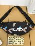 Letter Graphic Waist Bag Large Capacity Preppy