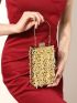 Mini Sequin & Rhinestone Decor Box Bag Top Handle Glamorous