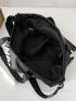 Letter Patch Travel Bag Double Handle Sporty Pu