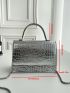 Crocodile Embossed Flap Square Bag Metallic Funky