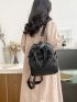 Textured Fashion Backpack Fashion Zipper Black