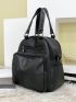 Textured Fashion Backpack Fashion Zipper Black