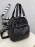 Textured Fashion Backpack Fashion Zipper Black