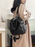 Textured Fashion Backpack Fashion Zipper Black