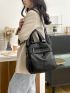 Textured Fashion Backpack Fashion Zipper Black