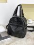 Textured Fashion Backpack Fashion Zipper Black