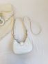 Small Hobo Bag White Snakeskin Embossed Twist Lock PU