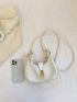 Small Hobo Bag White Snakeskin Embossed Twist Lock PU