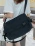 Release Buckle Decor Messenger Bag Casual Black