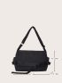 Release Buckle Decor Messenger Bag Casual Black