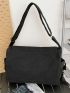 Release Buckle Decor Messenger Bag Casual Black