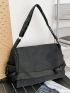 Release Buckle Decor Messenger Bag Casual Black