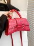 Crocodile Embossed Novelty Bag PU Neon Pink Funky