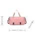 Release Buckle Decor Travel Bag With Zipper Double Handle Waterproof Pink