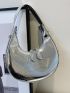 Metallic Hobo Bag Crocodile Embossed Funky