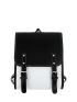 Two Tone Flap Backpack Buckle Design Studded Decor