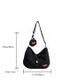 Drawstring & Patch Detail Hobo Bag With Coin Purse Nylon