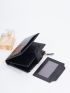 Letter Graphic Small Wallet Snap Button Black