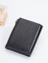 Letter Graphic Small Wallet Snap Button Black