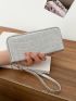 Crocodile Embossed Long Wallet Silver