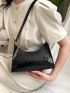 Crocodile Embossed Baguette Bag PU Elegant