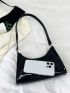 Crocodile Embossed Baguette Bag Black Elegant Top Handle For Work