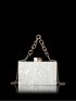 Marble Graphic Box Bag Mini Chain Strap