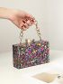 Mini Box Bag Confetti Pattern Chain