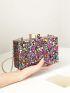 Mini Box Bag Confetti Pattern Chain