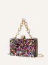 Mini Box Bag Confetti Pattern Chain