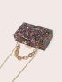 Mini Box Bag Confetti Pattern Chain