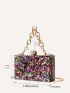 Mini Box Bag Confetti Pattern Chain