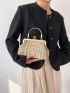 Color Block Straw Bag Kiss Lock Vacation