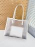 Letter Graphic Tote Bag With Inner Pouch PVC Contrast Binding