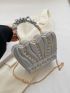 Rhinestone Decor Chain Box Bag Top Handle