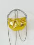 Mini Rhinestone Decor Ruched Bag Metallic Glamorous