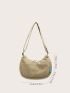 Letter Detail Hobo Bag Zipper Fashion Canvas